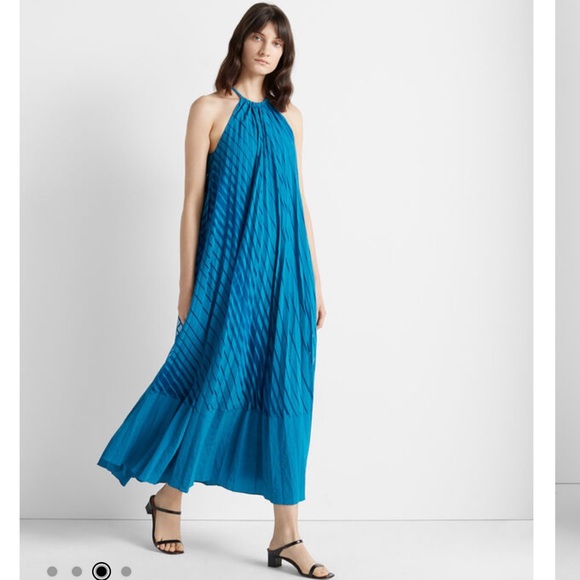 Club Monaco Burnout Pleated Maxi Dress in turquoise women’s size 8 - Picture 4 of 13